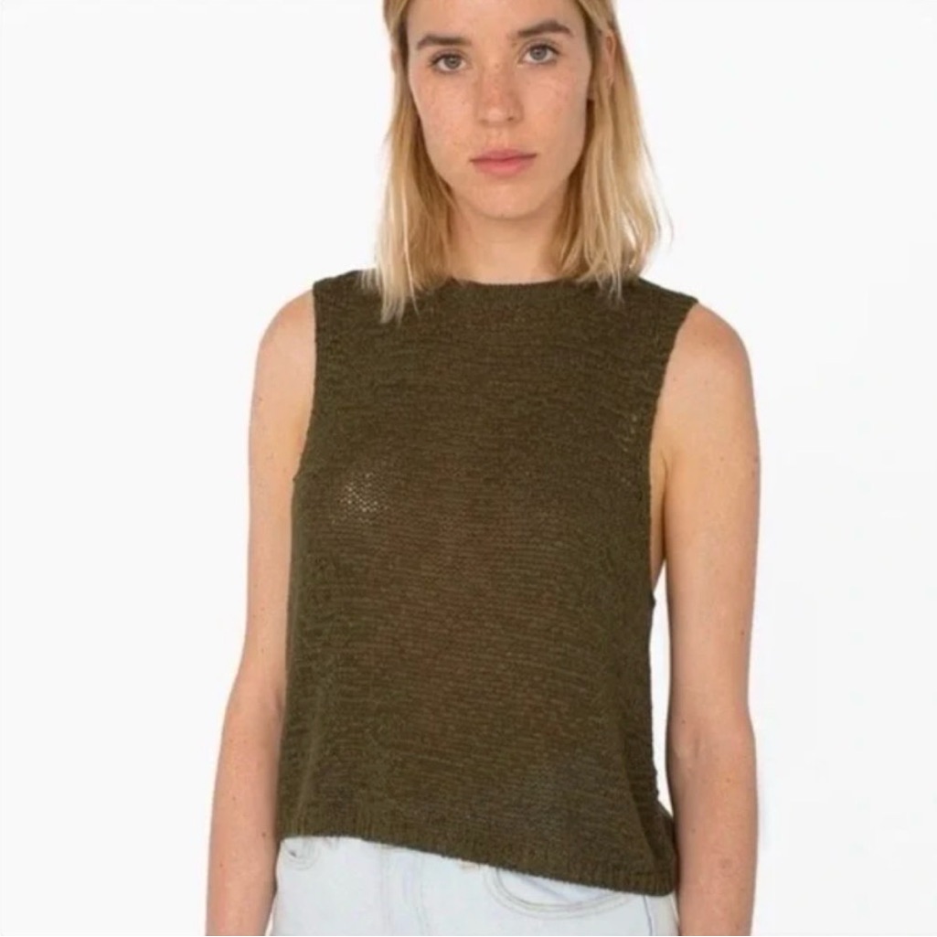 American Apparel Olive Green Tank Top Minimalist Fisherman Vibes